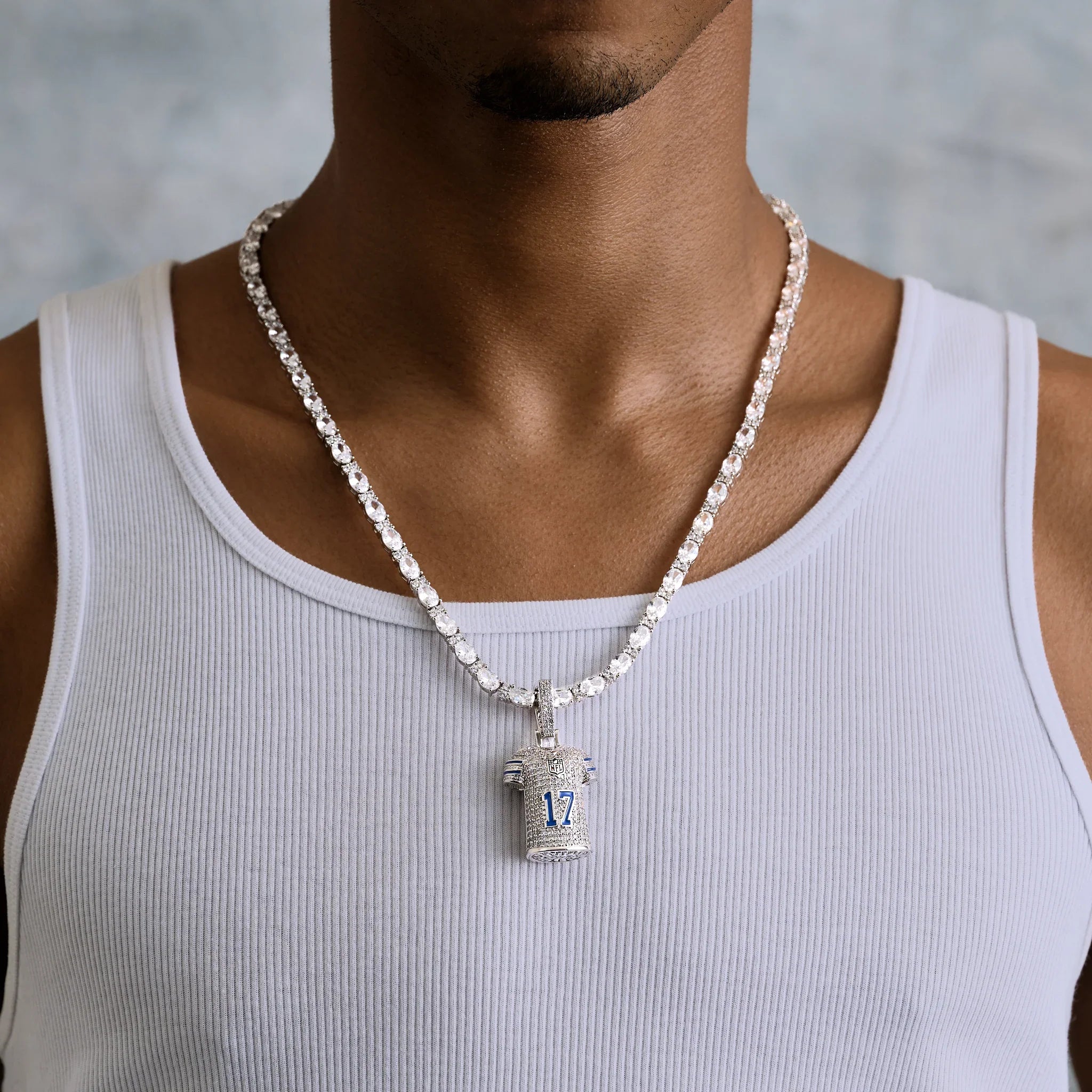 Buffalo Bills Josh Allen Official NFL Jersey #17 Pendant in White Gold