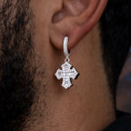 Baguette Gothic Cross Hoop Earrings