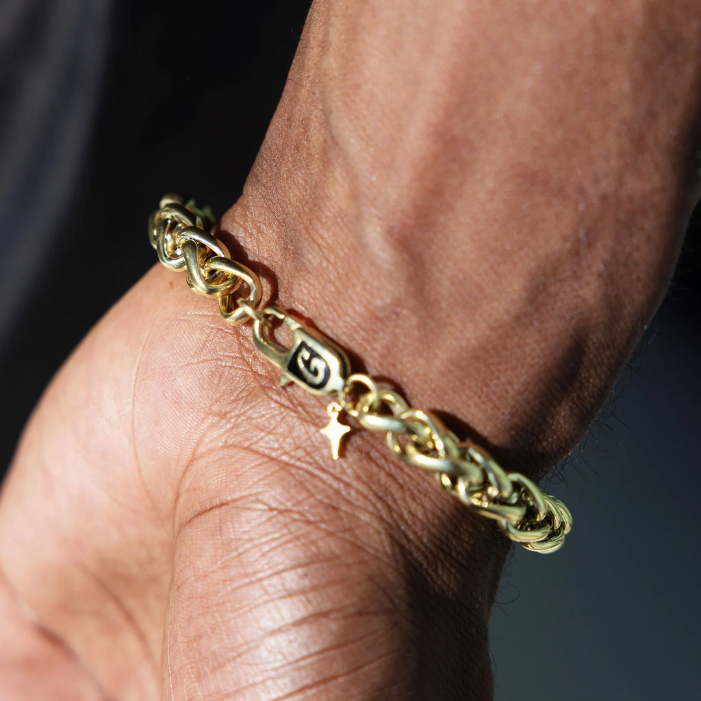 Palm Chain Bracelet in Yellow Gold - 8mm