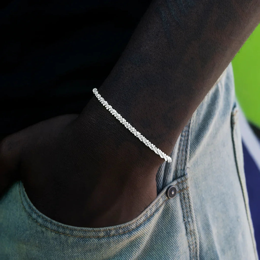 Popcorn Bracelet in White Gold- 4mm