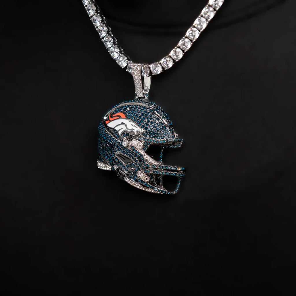 2025 Denver Broncos Team Helmet Pendant - White Gold