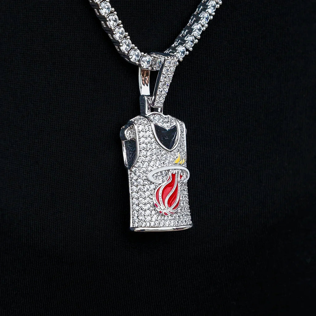 Miami Heat Official NBA Jersey Pendant - White Gold