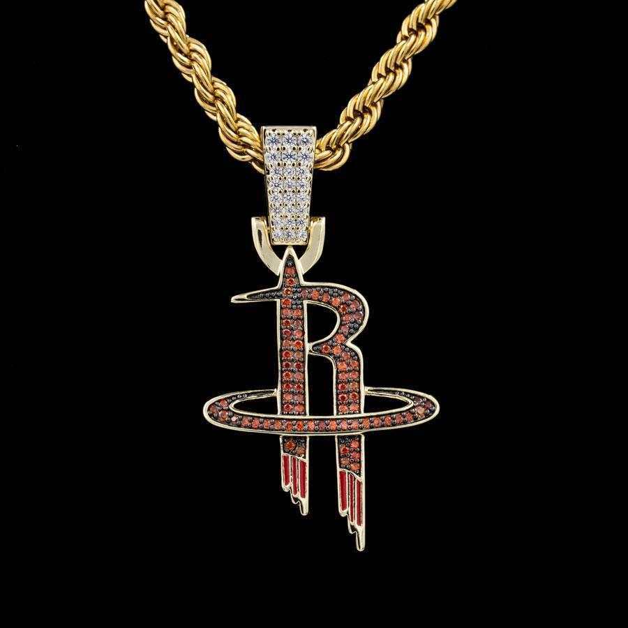 Houston Rockets Official NBA Logo Pendant in Yellow Gold