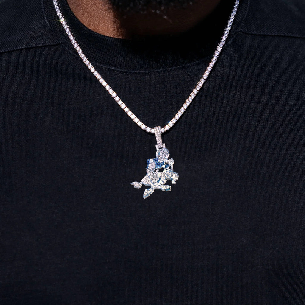 Dallas Cowboys Official NFL Vintage Logo Pendant in White Gold
