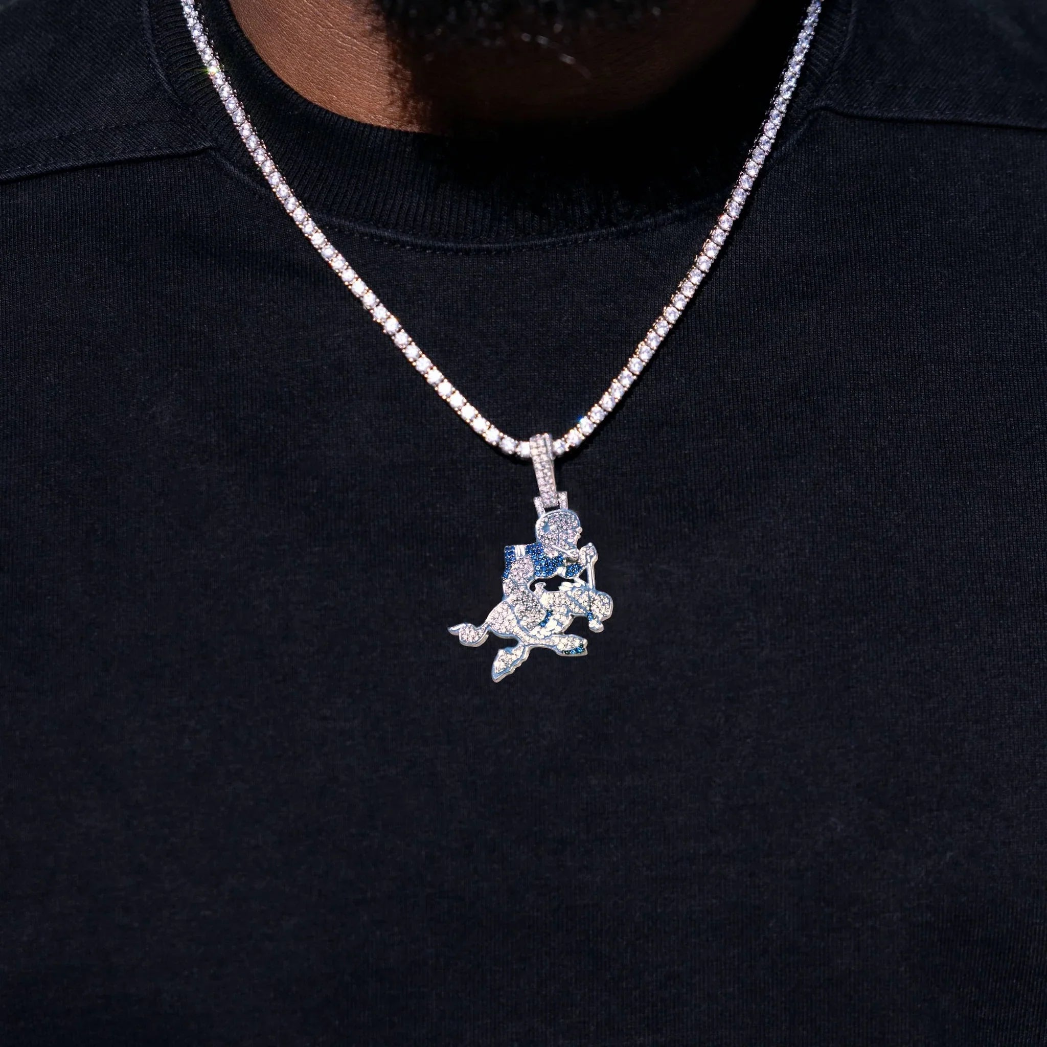 Dallas Cowboys Official NFL Vintage Logo Pendant in White Gold