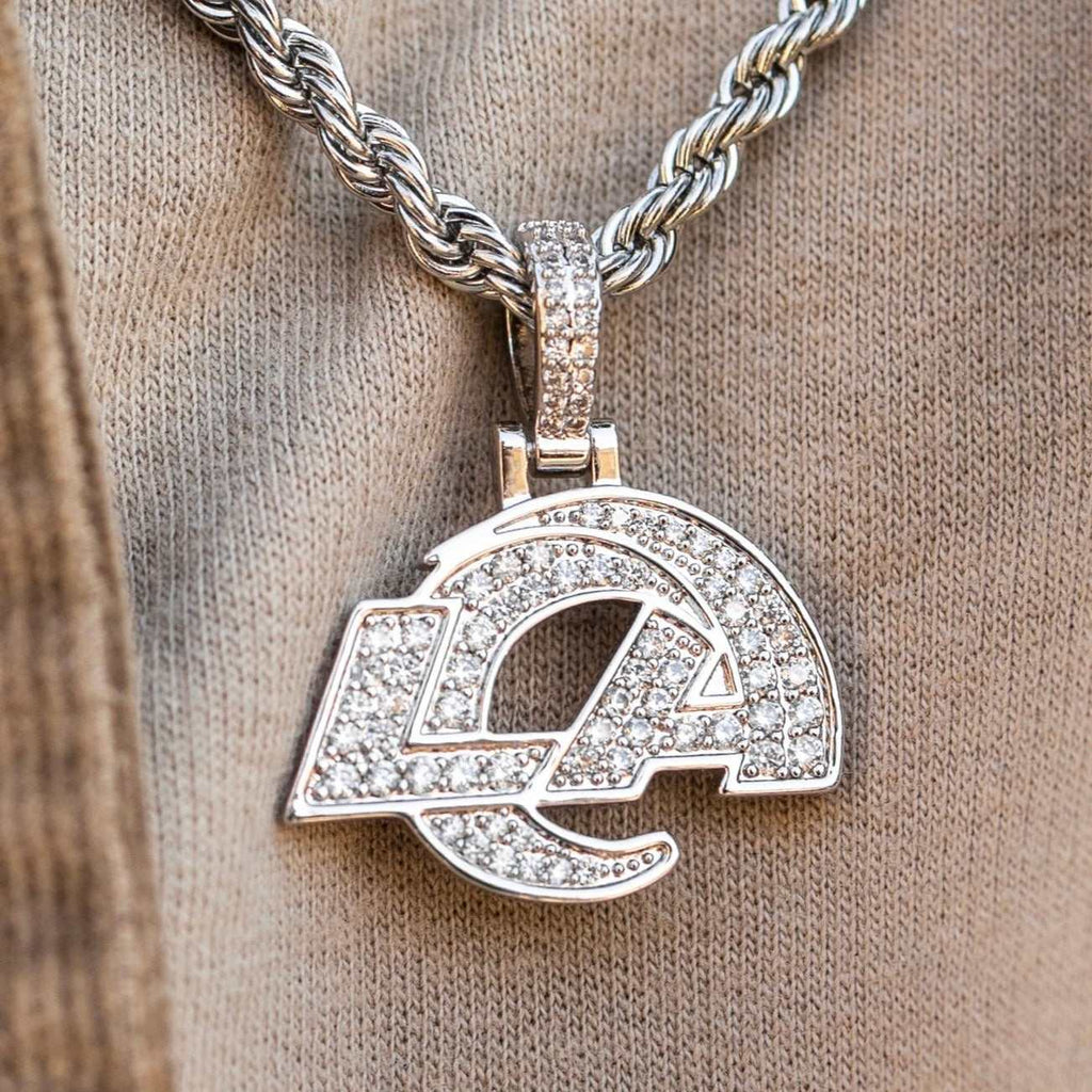 Los Angeles Rams Official NFL Micro Logo Pendant - White Gold