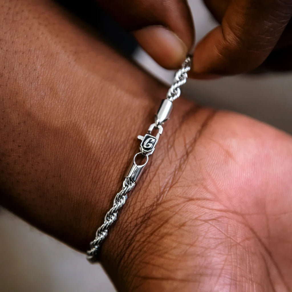 Rope Chain Bracelet in Sterling Silver - 4mm