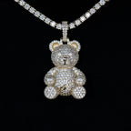 Iced Teddy Bear Pendant in Yellow Gold
