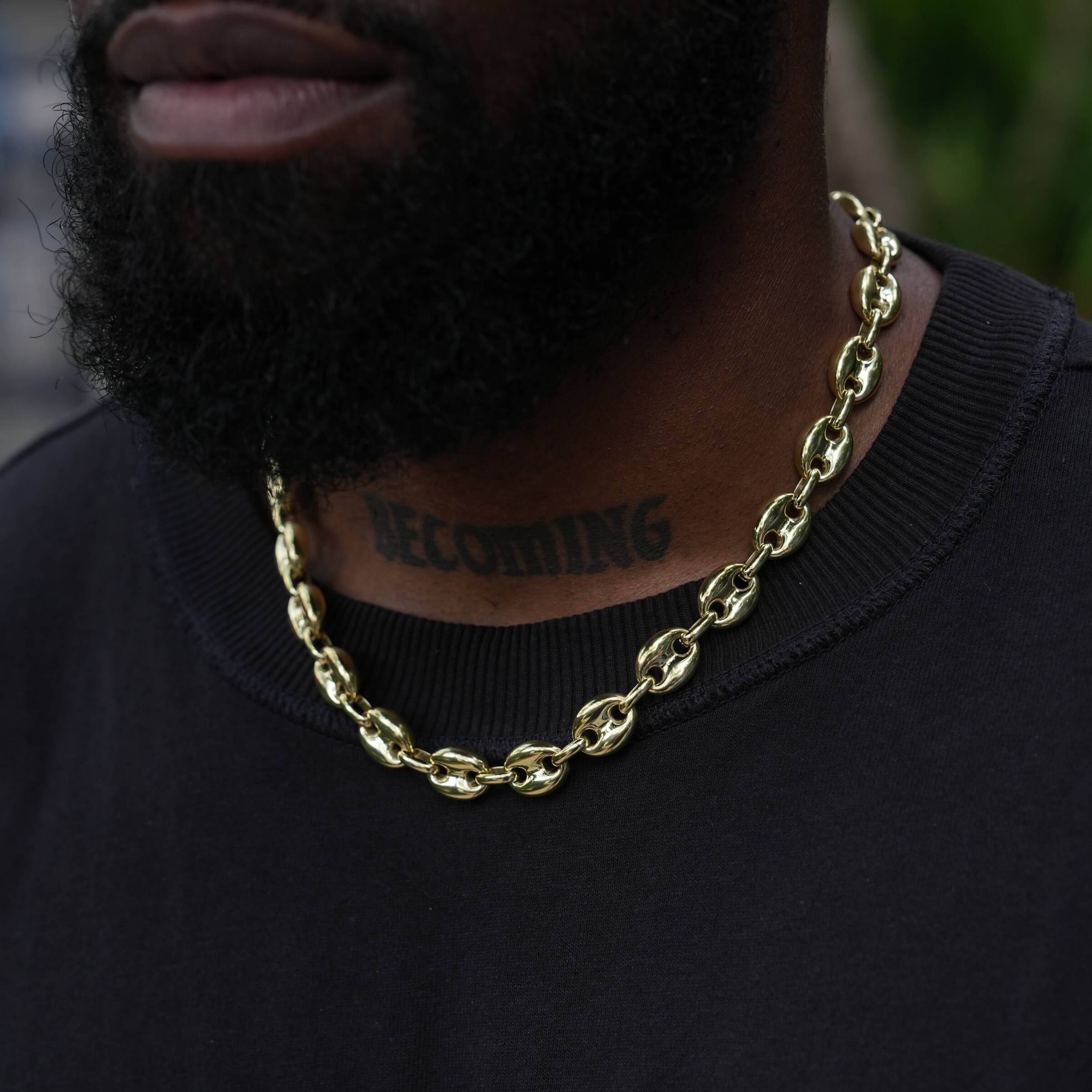 Puffed Mariner Chain in Yellow Gold - 12mm