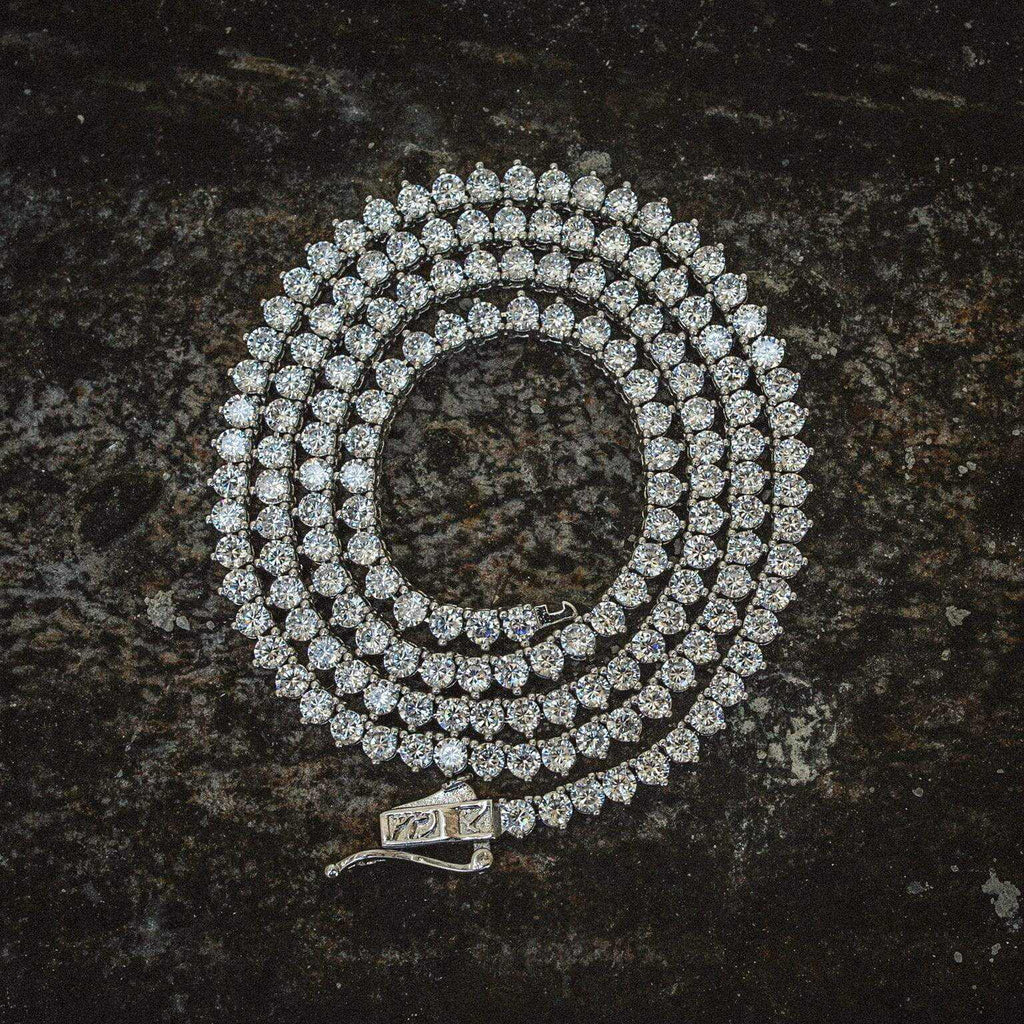 3 Prong Tennis Chain in White Gold