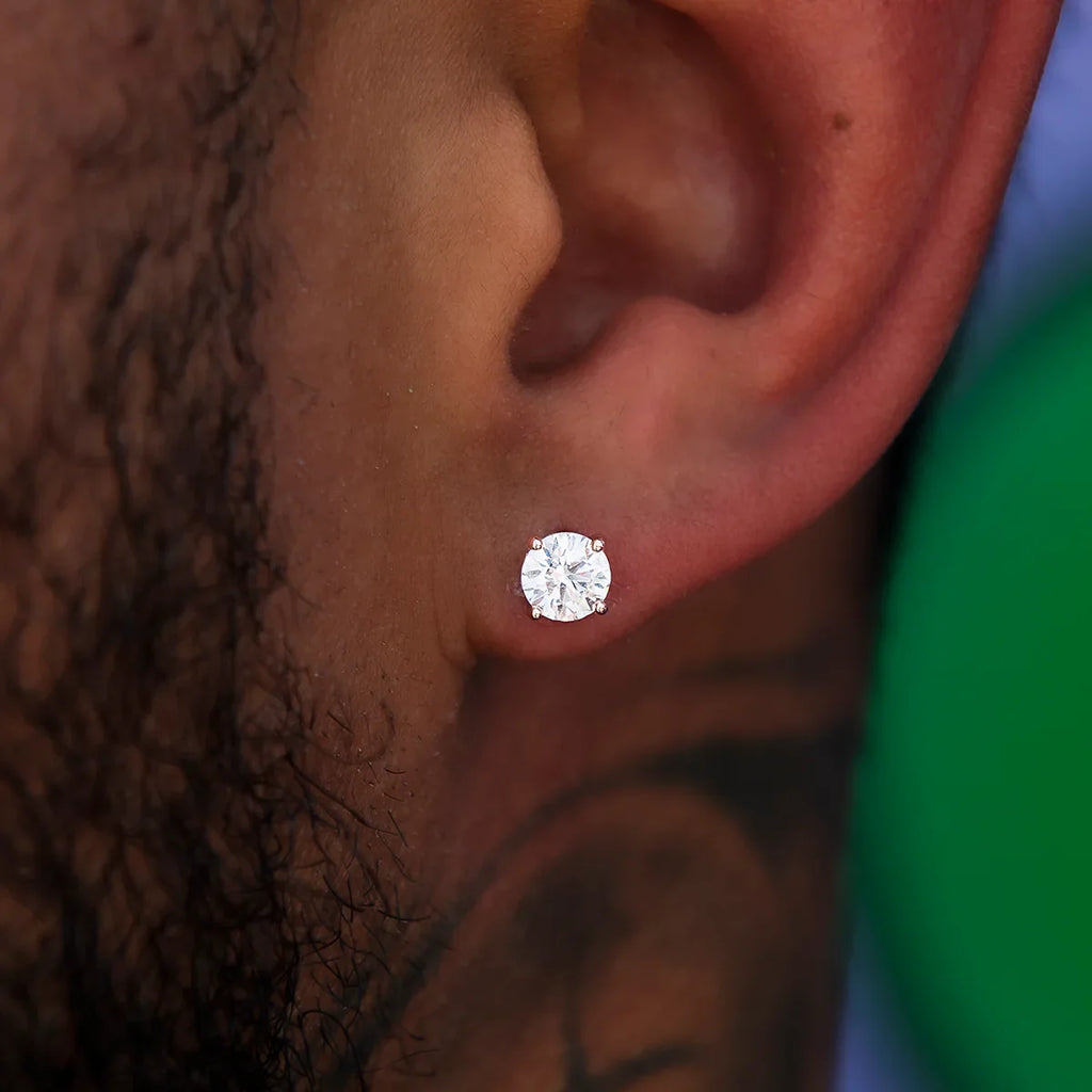 5MM Round Cut Diamond Stud Earrings - Rose Gold