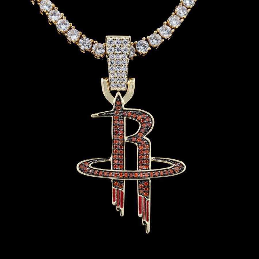 Houston Rockets Official NBA Logo Pendant in Yellow Gold