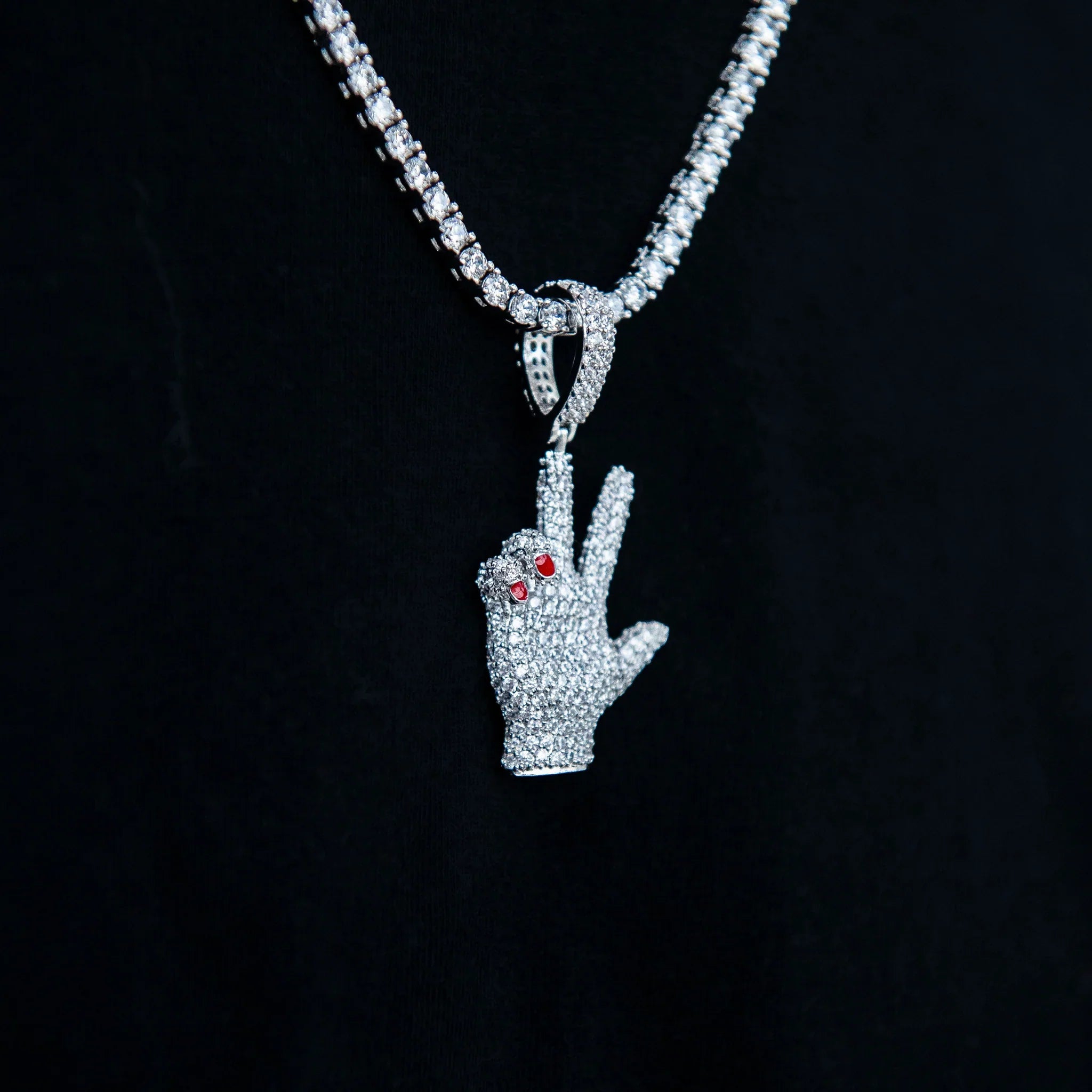 GLD X Ryan William's Peace Sign Pendant in White Gold