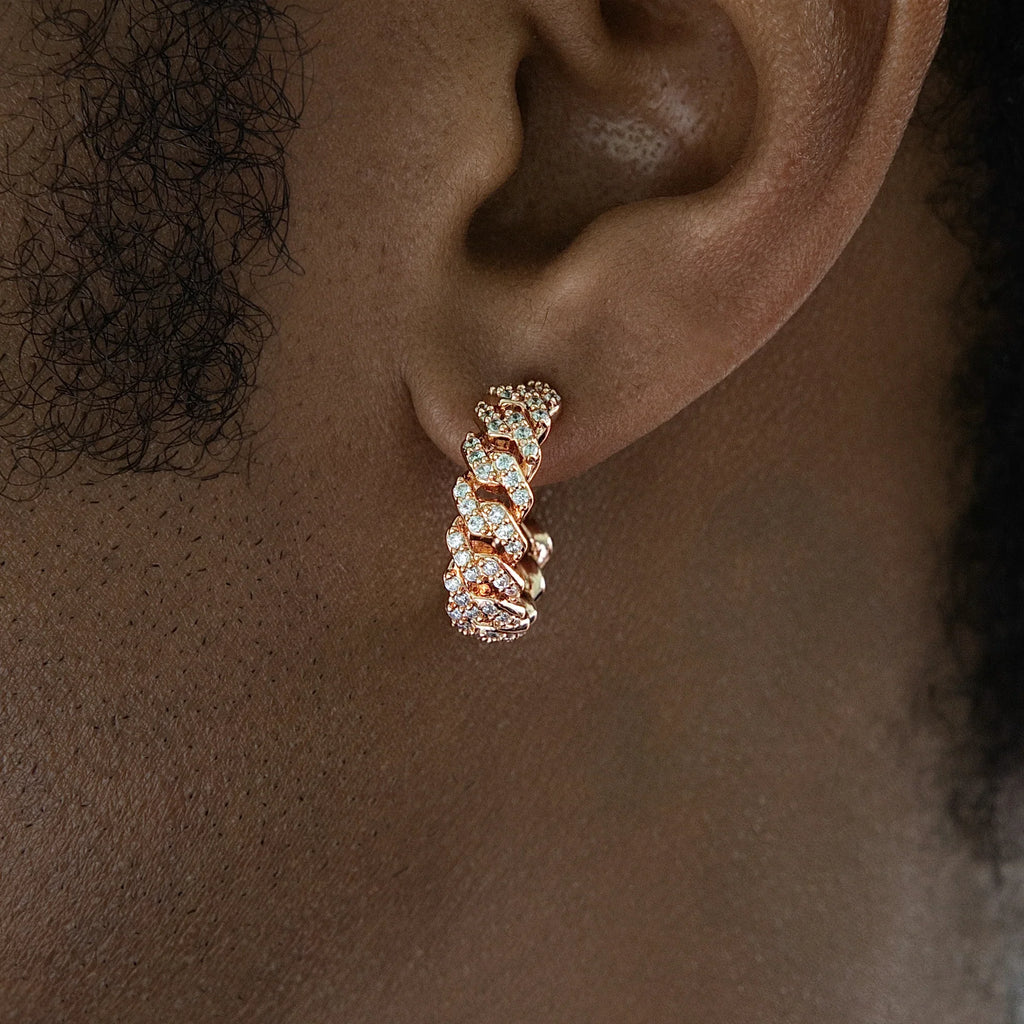 Huggie Diamond Prong Hoop Earrings in Rose Gold