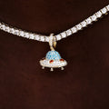 Micro Iced UFO Pendant in Yellow Gold