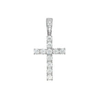 Moissanite Diamond Cross Pendant in Sterling Silver