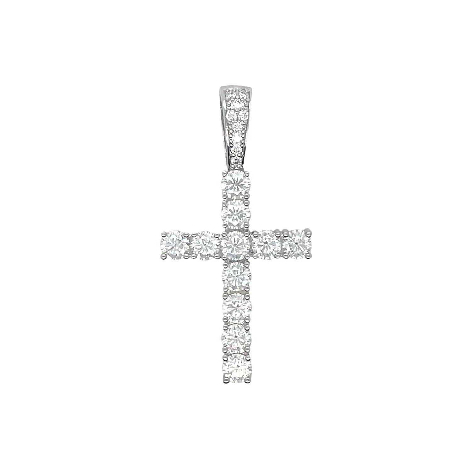Moissanite Diamond Cross Pendant in Sterling Silver