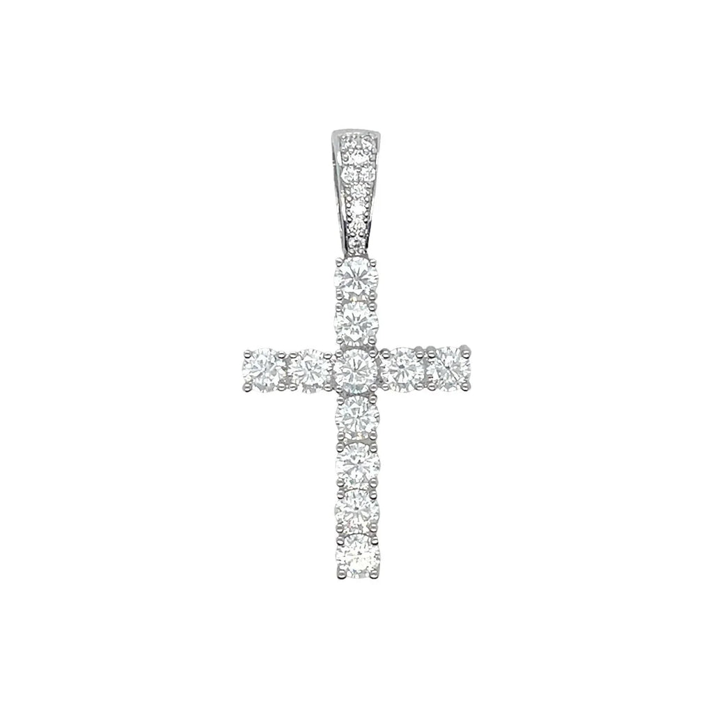 Moissanite Diamond Cross Pendant in Sterling Silver