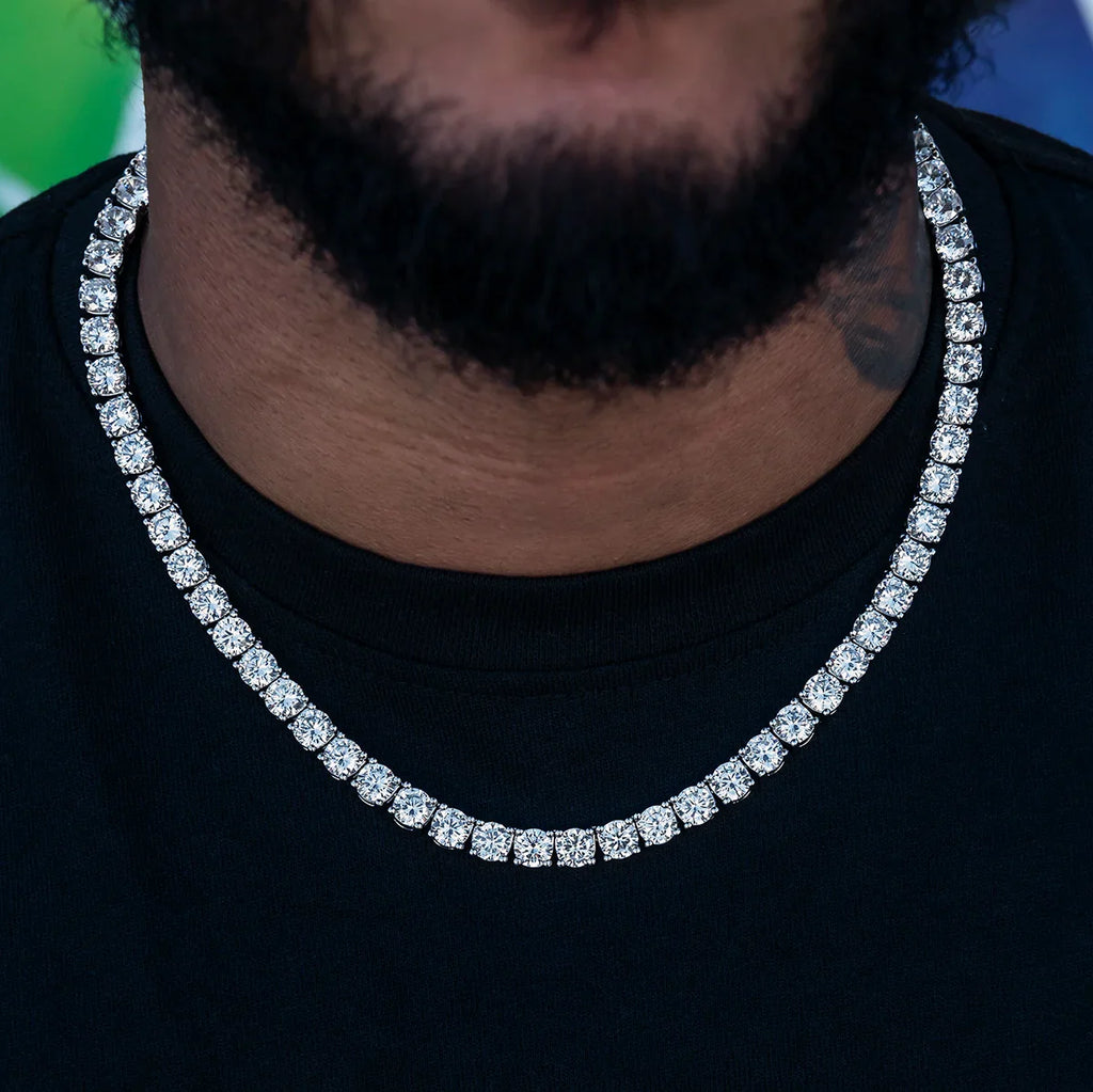 Diamond Tennis Chain in White Gold- 7mm