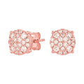 8MM Pave Set Moissanite Stud Earrings in Rose Gold Vermeil