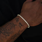Iced Mini Clustered Tennis Bracelet in Yellow Gold