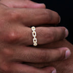 Iced Paper Clip Ring in Yellow Gold Vermeil
