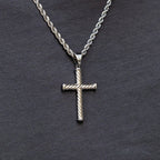 Twisted Rope Cross Pendant + 2MM Rope Chain Bundle in White Gold