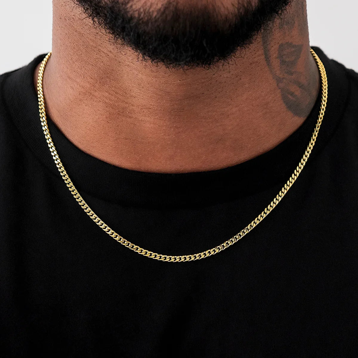 Micro Cuban Chain in Yellow Gold- 3mm