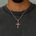 Twisted Rope Cross Pendant + 2MM Rope Chain Bundle in Rose Gold