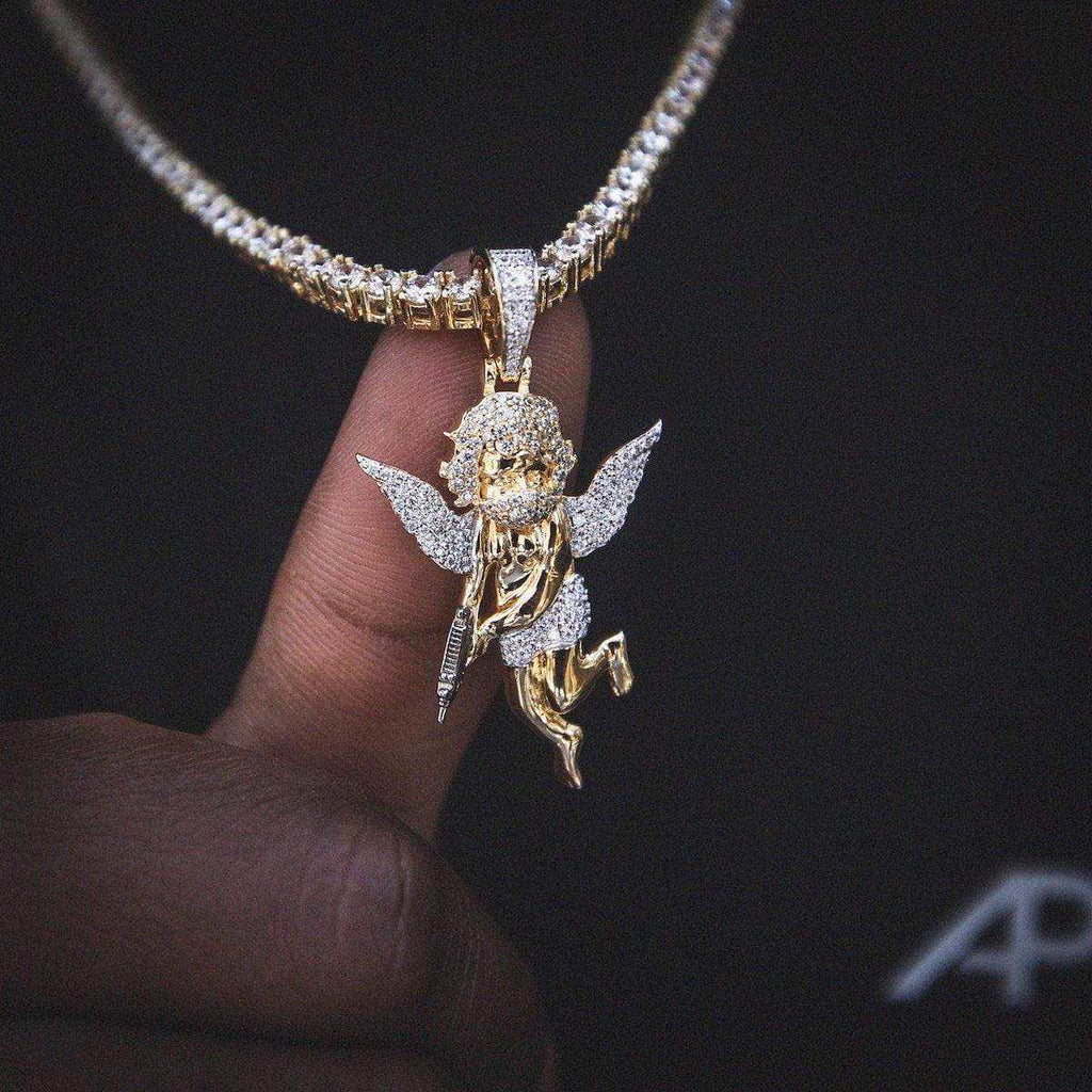 Masked Angel Pendant in Yellow Gold