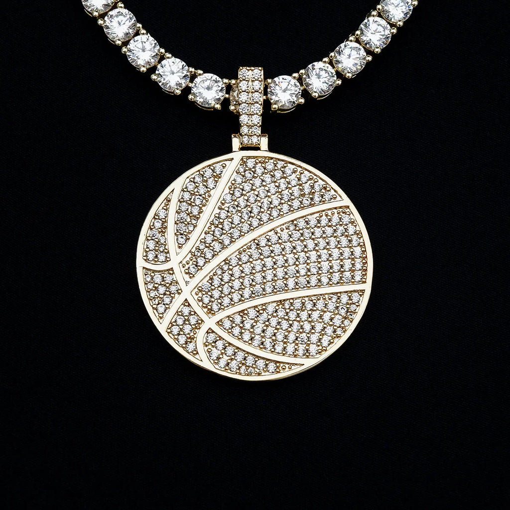 Pave Basketball Pendant in Yellow Gold