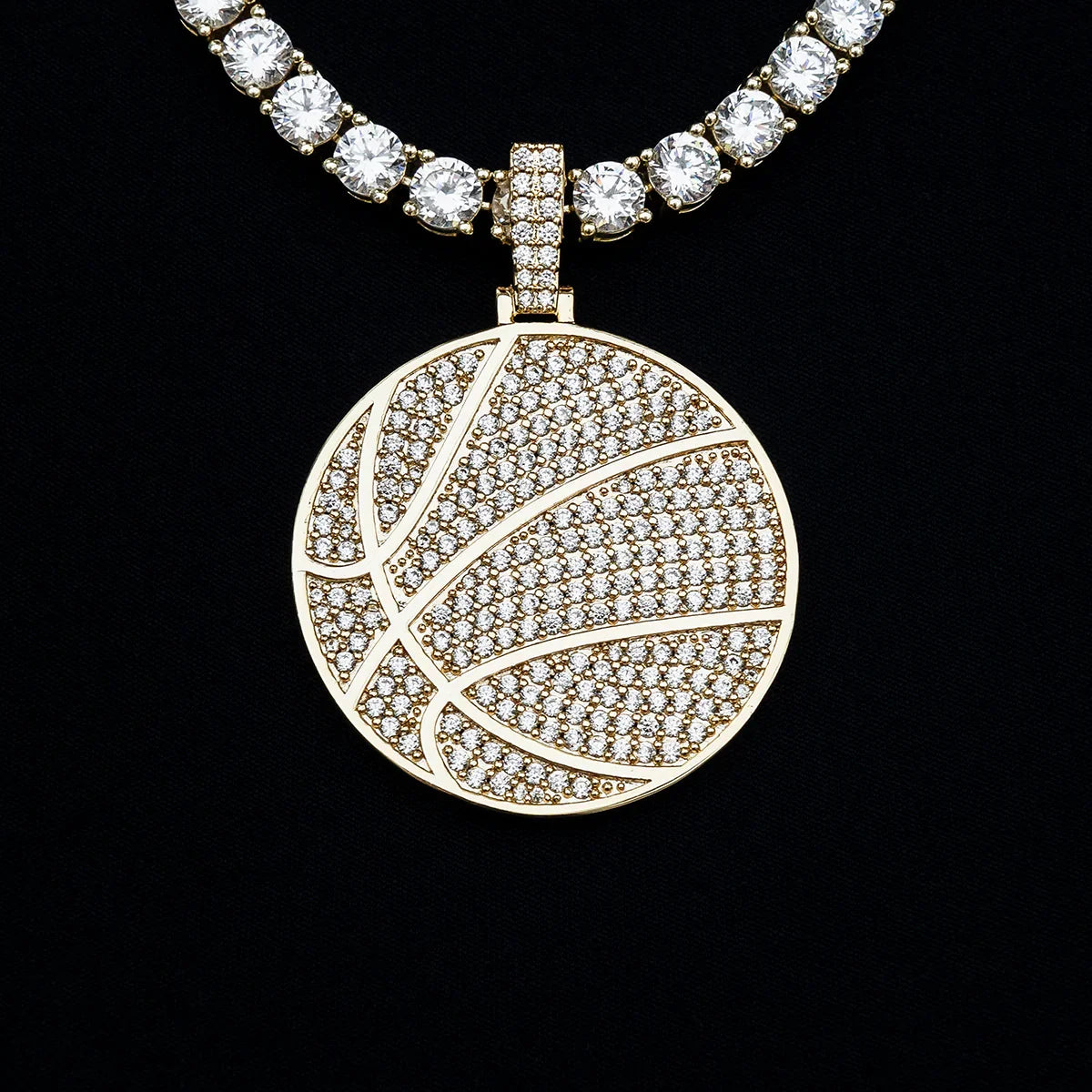 Pave Basketball Pendant in Yellow Gold