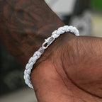 Diamond Pave Snake Link Chain + Bracelet Bundle in White Gold- 6mm