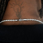 Rope Chain + Bracelet Bundle in White Gold- 4mm