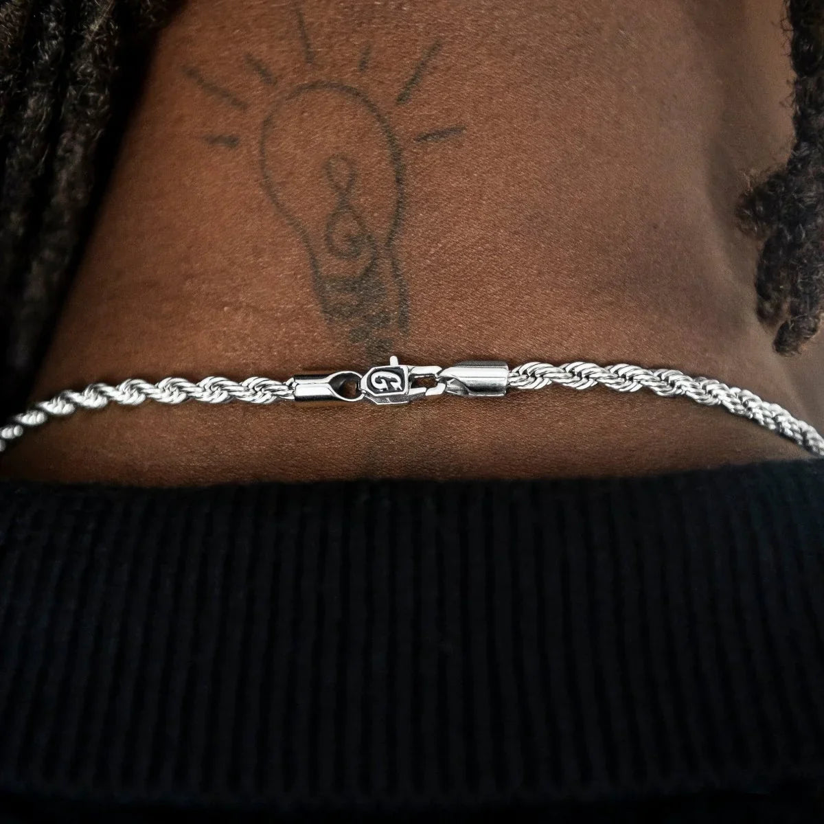 Rope Chain + Bracelet Bundle in White Gold- 4mm