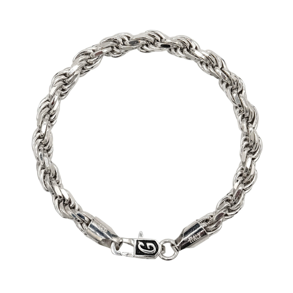 Rope Chain Bracelet in Sterling Silver - 6mm