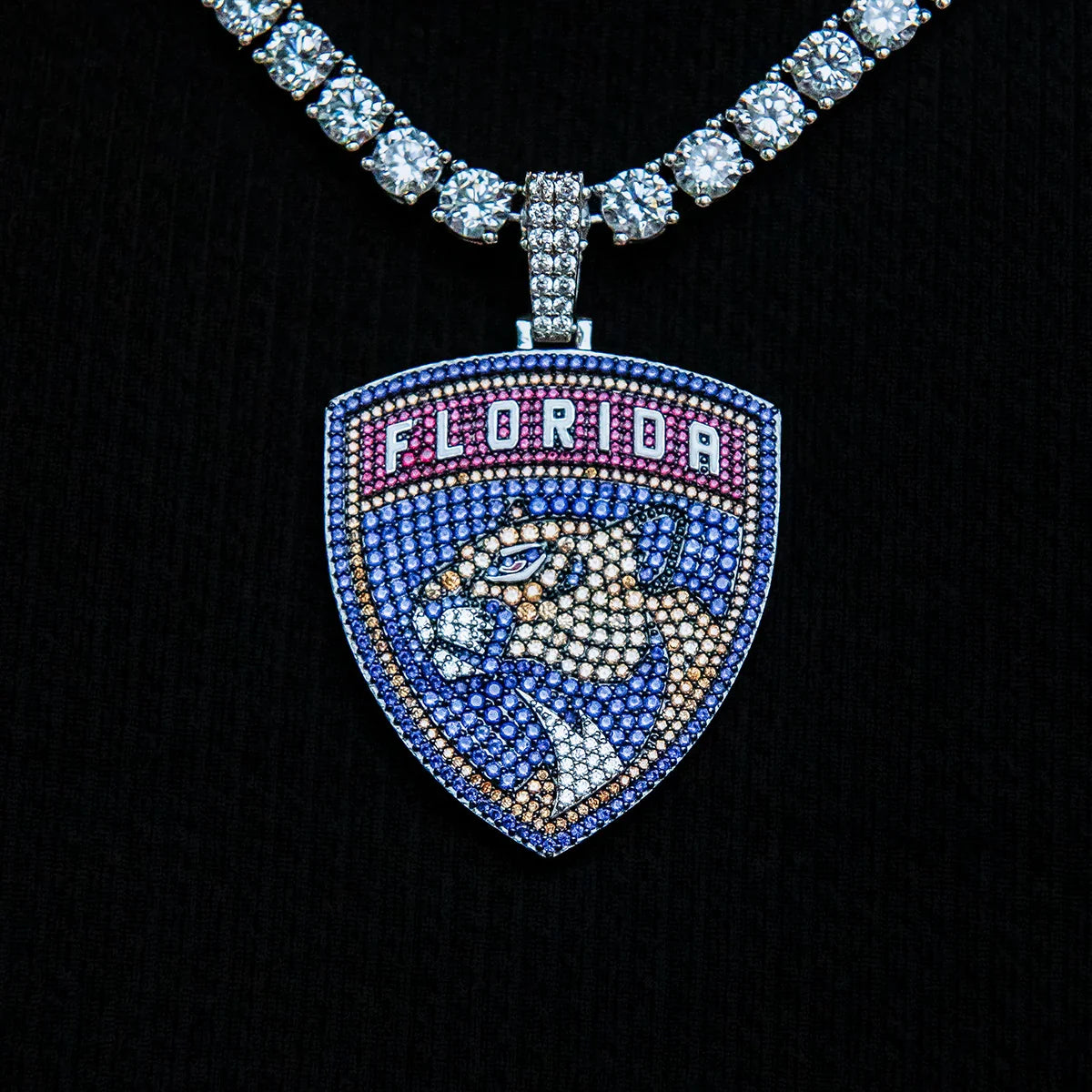 Florida Panthers Official NHL Logo Pendant - White Gold