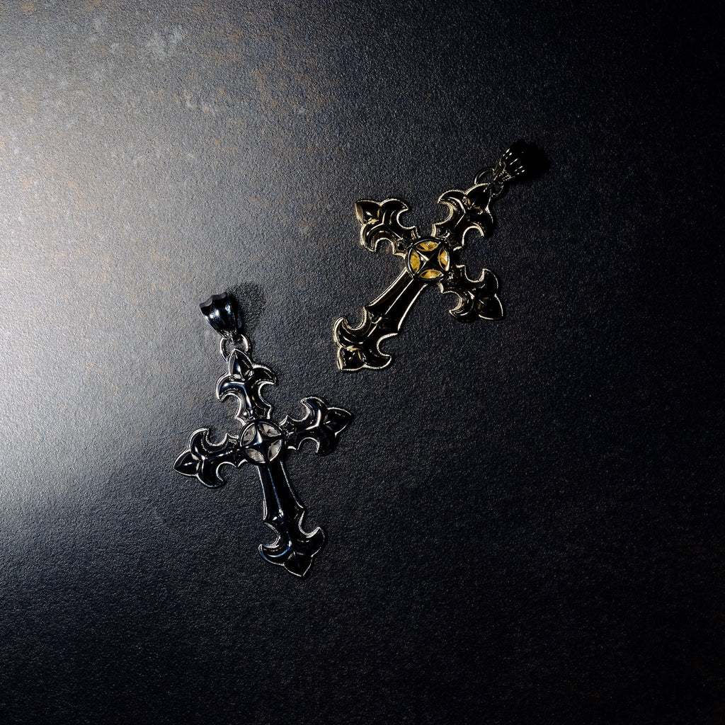 GLD X Bloody Osiris Large Cross Pendant in White Gold Vermeil