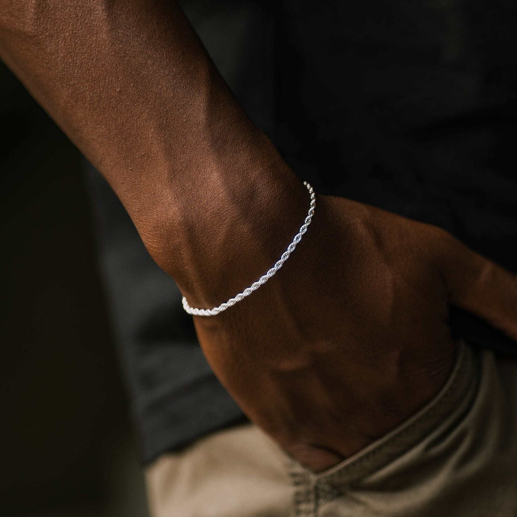 Rope Bracelet in White Gold (Adjustable)- 2mm