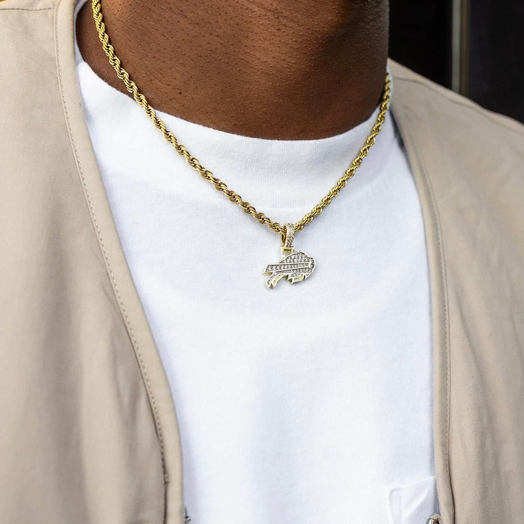 Buffalo Bills Official NFL Micro Logo Pendant - Yellow Gold
