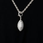 Football Clip On Pendant in White Gold