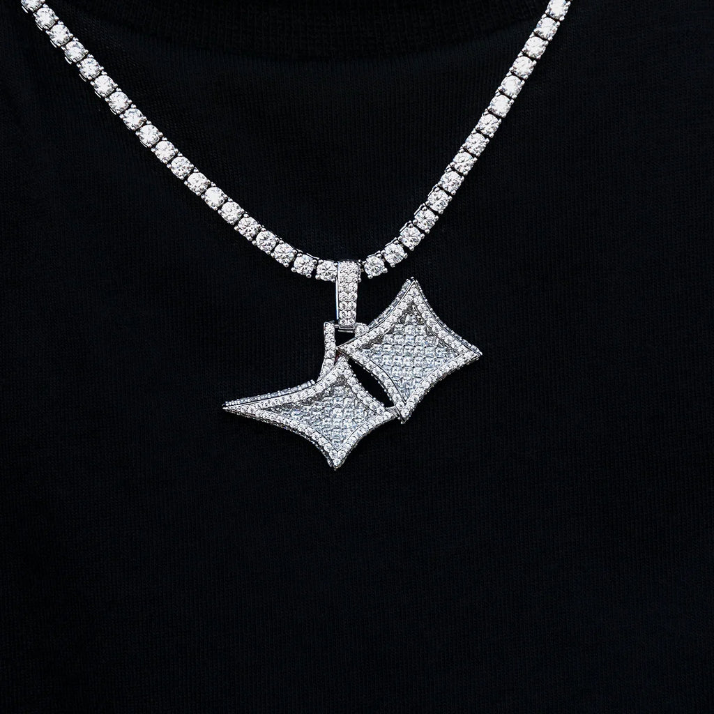 GLD Star Pendant in White Gold
