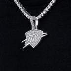 Oklahoma City Thunder OKC Official NBA Micro Logo Pendant in White Gold
