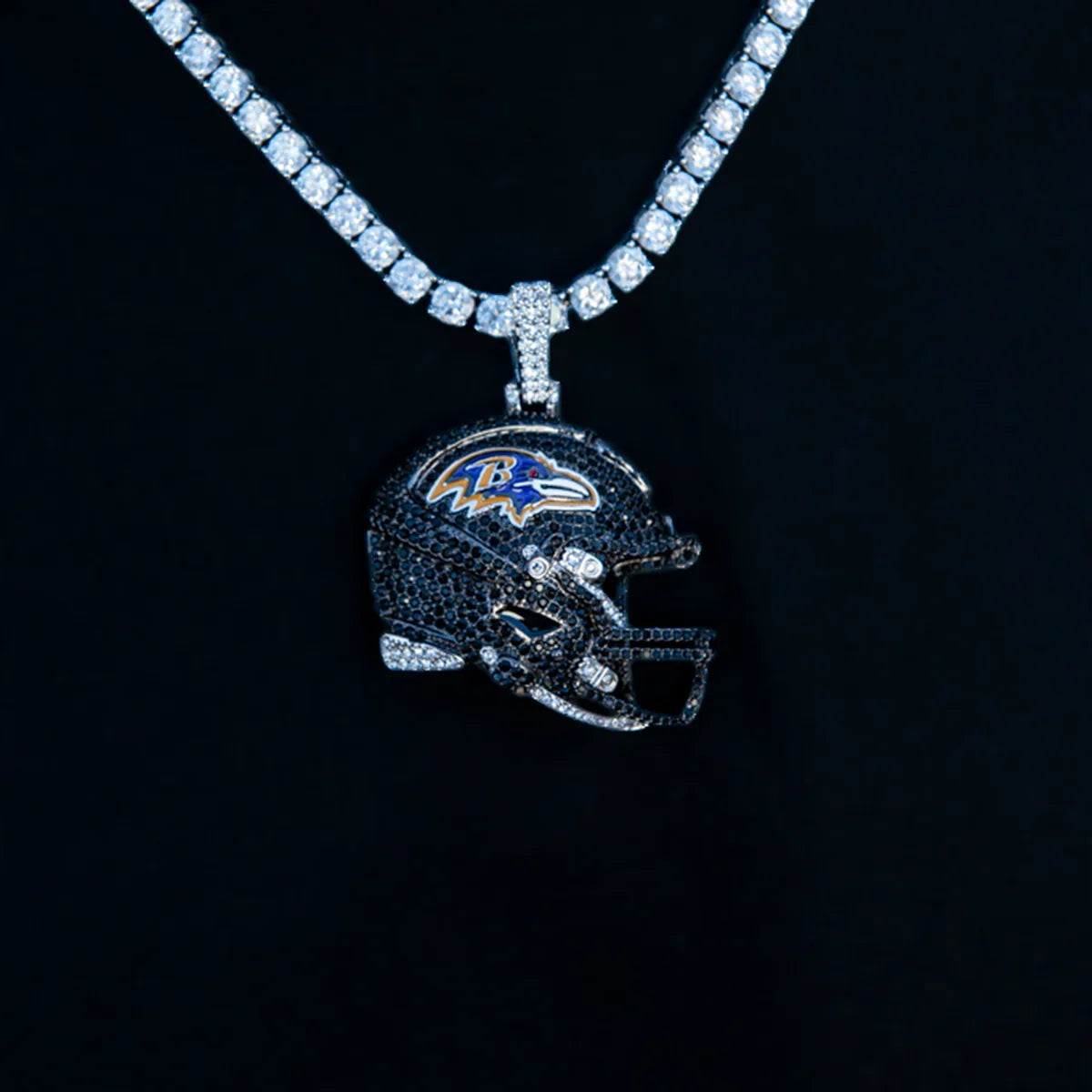 2025 Baltimore Ravens Team Helmet Pendant - White Gold