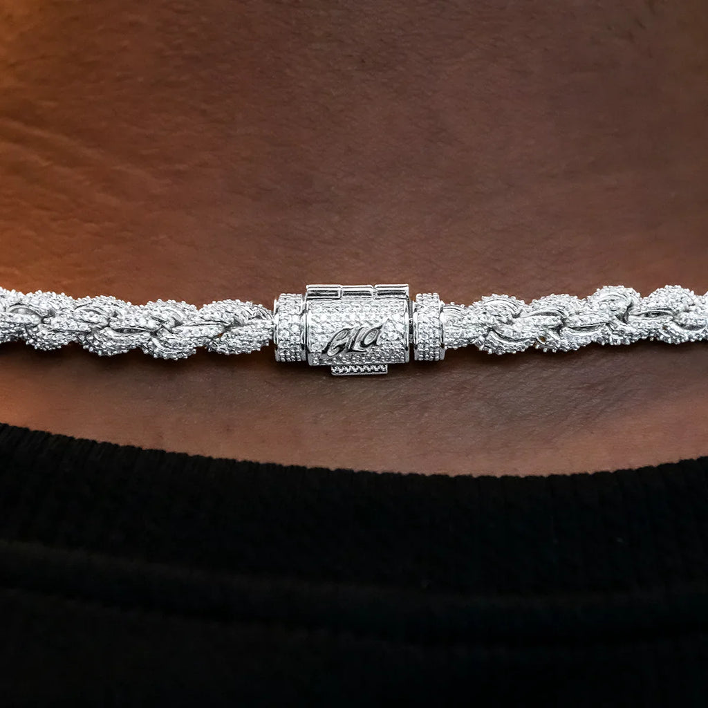 Diamond Rope Chain + Bracelet Bundle in White Gold- 7mm