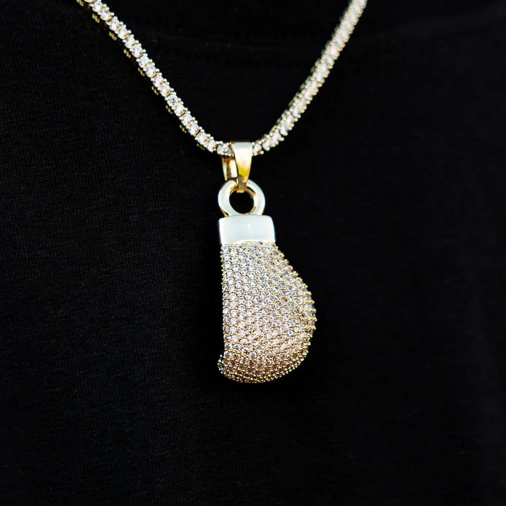 Iced Boxing Glove in Yellow Gold