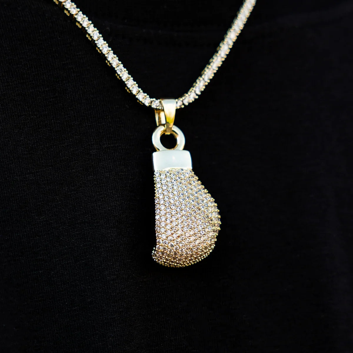 Iced Boxing Glove in Yellow Gold