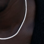 Men's Moissanite Diamond Tennis Chain in White Gold Vermeil- 3mm