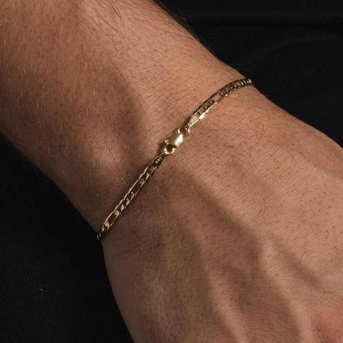 10k Solid Gold Figaro Bracelet (3mm)