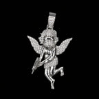 Masked Angel Pendant in White Gold
